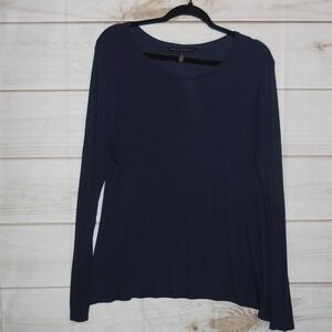 White House Black Market Navy Blue Scoop Neck Long Sleeve Top XL Basic